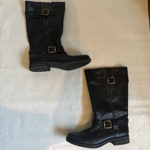 Naturalizer Black Leather Tall Boots with Buckles US 11 EU 43